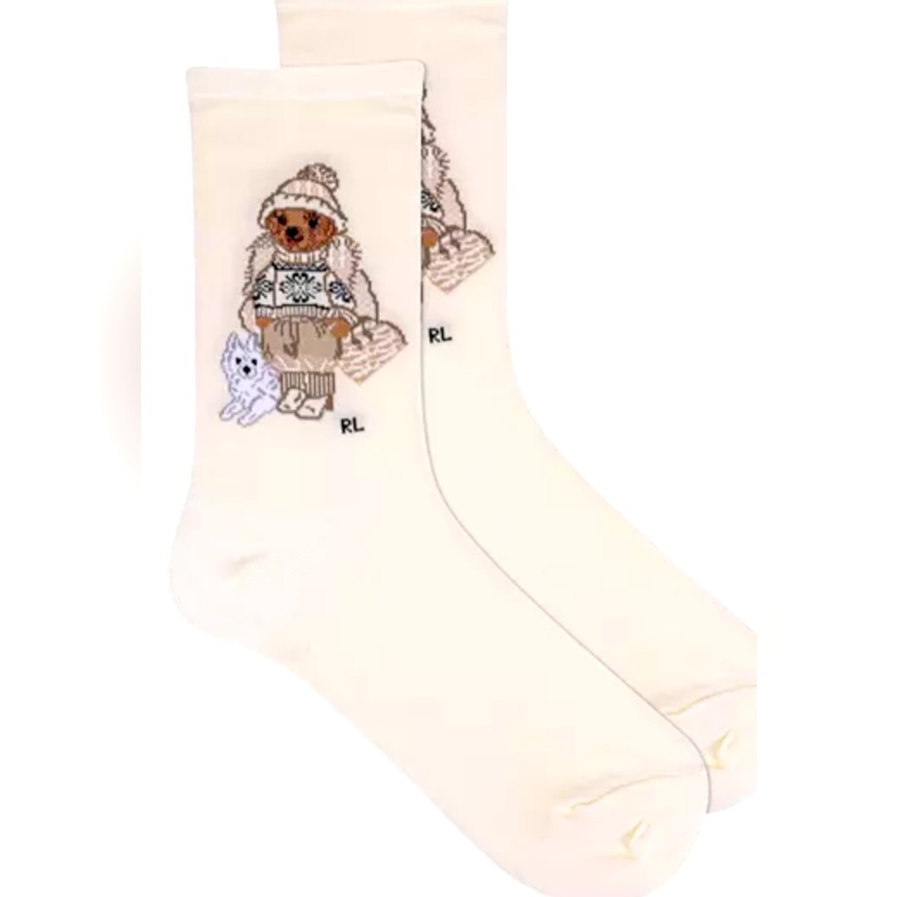 Ralph Lauren winter bear and husky crew sock
